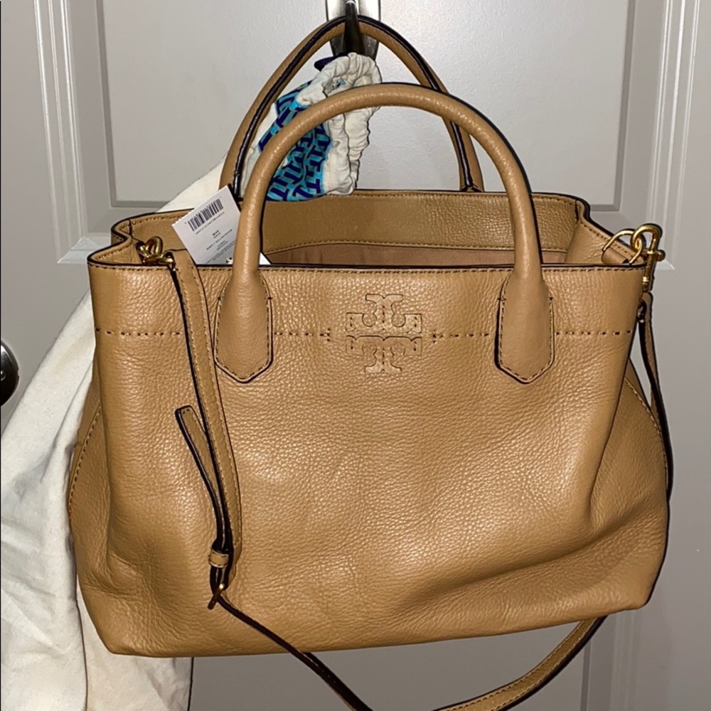 Tory Burch McGraw Triple compartment satchel tan
